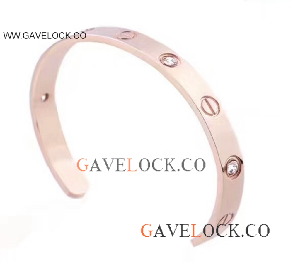 Best Replica Cartier Love Open Bangle Bracelet Rose Gold & Diamonds